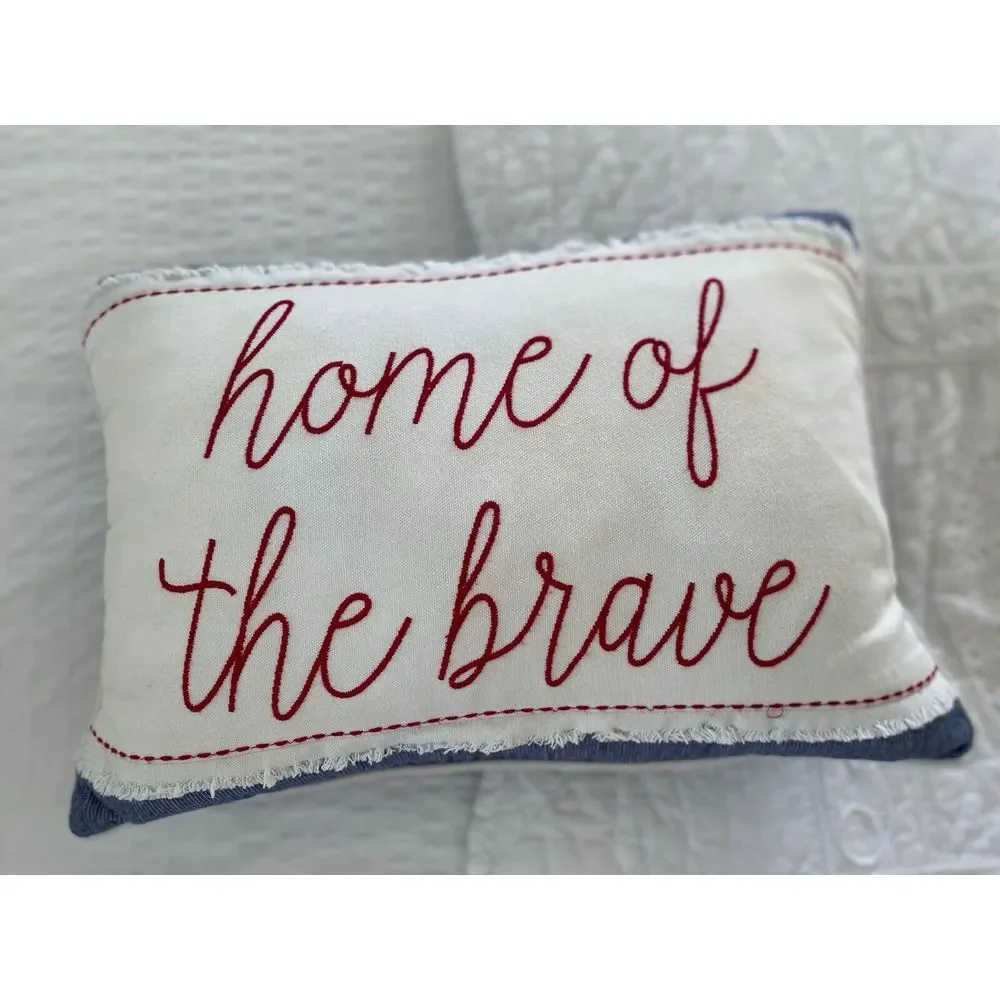 God Bless America & Home of the Brave Pillow Set 12 x 18 July 4 Independence Day